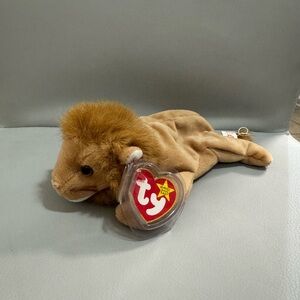 TY Beanie Baby Lion Plush - Tan/Brown 1996 original